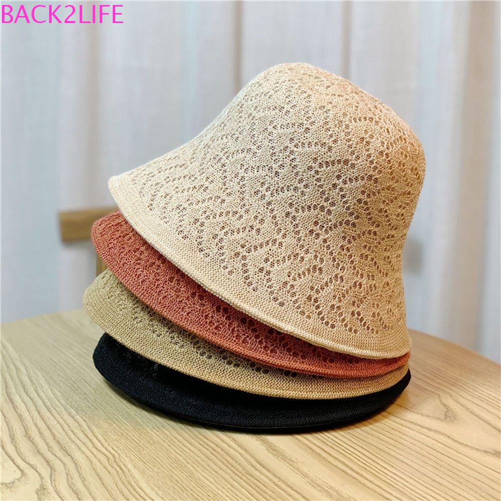 BACK2LIFE Mũ Bucket Dệt Kim Màu Sắc Trơn Phong Cách Hàn Quốc Thời Trang Cho Nữ