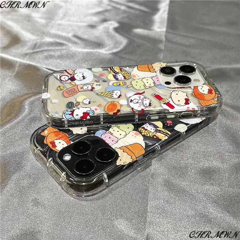 Ốp Điện Thoại Mềm Trong Suốt In Hình Que Kem Đầu Mèo Cho iPhone14promax 1312 / 11 7 / 8plus xr / sins 2CY3