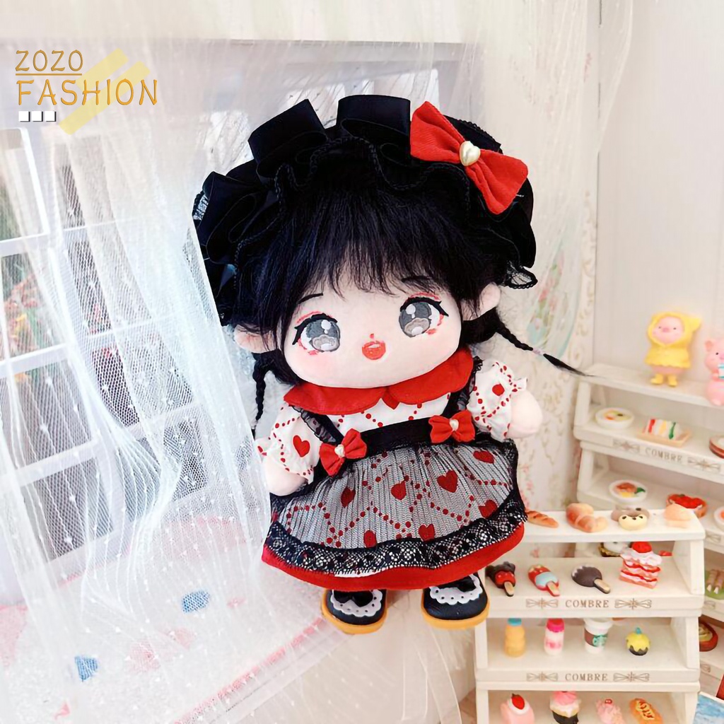 1 Bộ Trang Phục Gồm Áo Hai Dây Và Váy 20cm In Họa Tiết Trái Tim Dễ Thương Cho Búp Bê