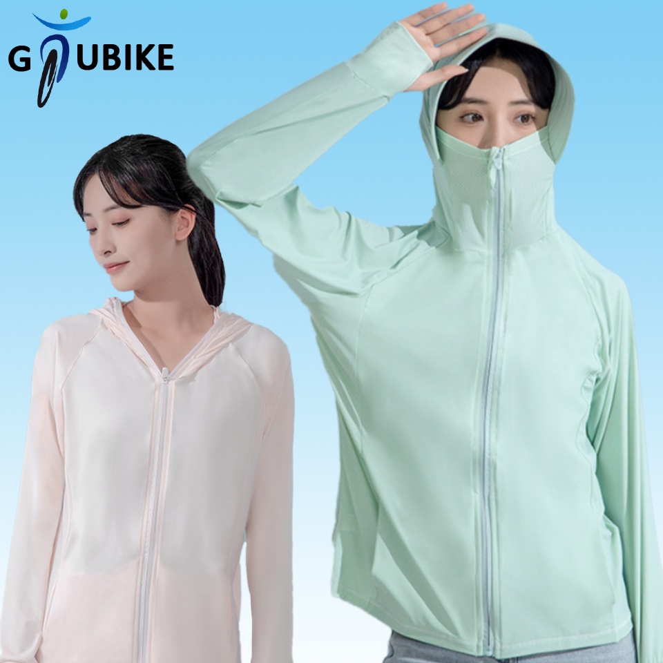 GTUBIKE UPF50+ Áo Khoác Thể Thao Chống Nắng Bằng Lụa Lạnh Thoáng Khí Có Mũ Trùm Cho Nữ Nhẹ Và Thoáng Khí Áo Chống Nắng