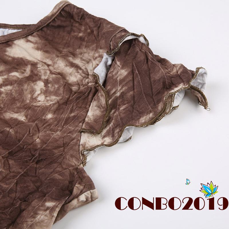 Áo Thun Nữ Ngắn Tay In Màu Loang Và Họa Tiết Thời Trang