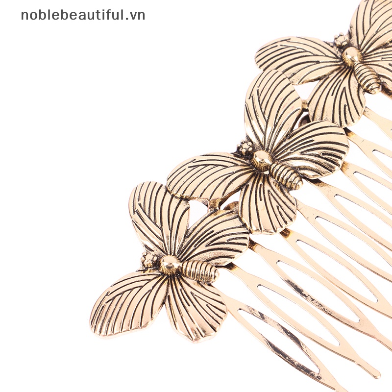 Lược Cài Tóc Kim Loại Hình Bướm Phong Cách Vintage Thanh Lịch Cho Nữ