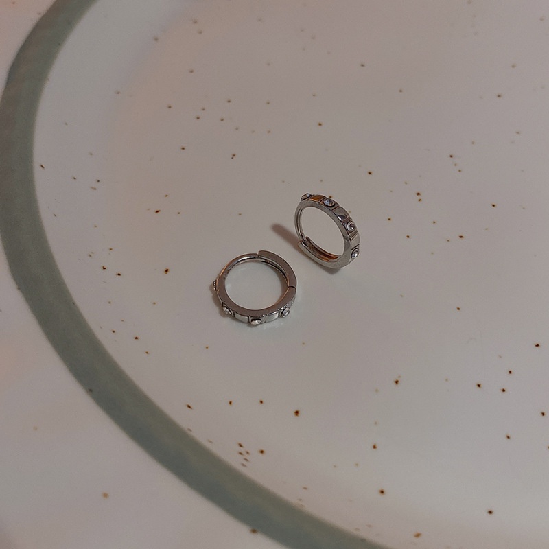 1 Đôi Bông Tai Tròn Đính Đá Zircon Đơn Giản Thời Trang Dành Cho Nam Và Nữ