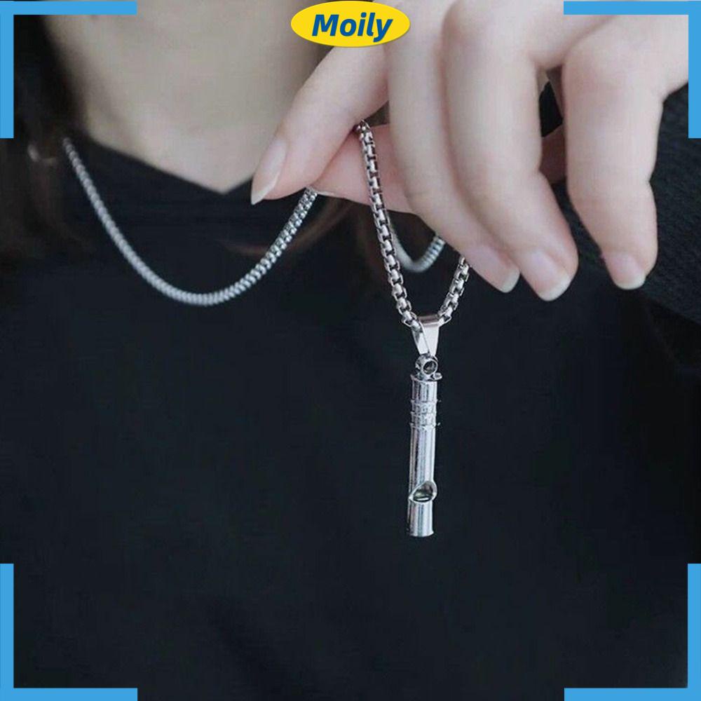 Set 3 Vòng cổ Thép Titan Mặt Còi Thổi Phong Cách Punk Giảm Căng Thẳng