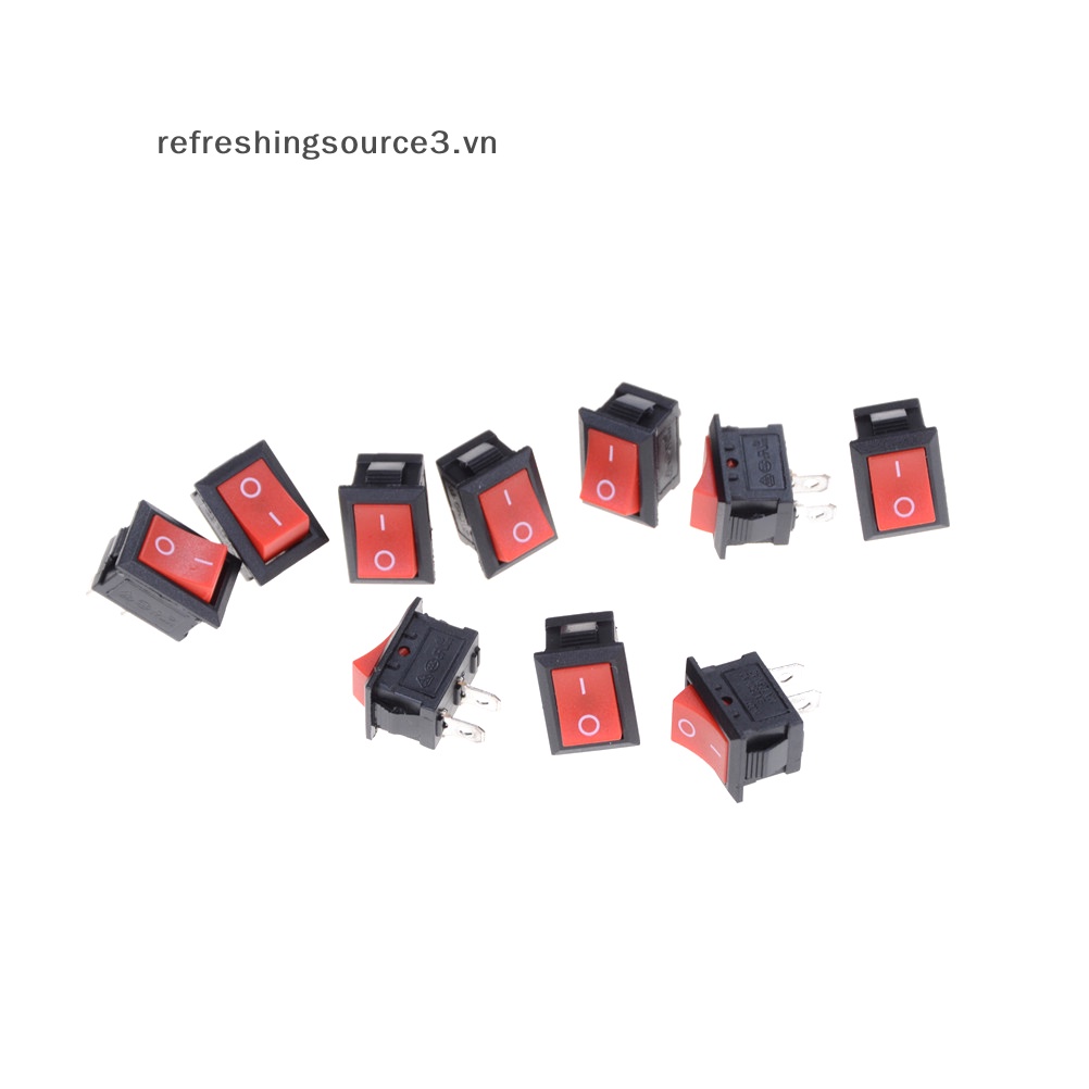 Set 10 Công Tắc Đỏ 2 Chấu KCD1-101 250V 6A 15 * 21MM Chuyên Dụng Cho Tàu Thuyền