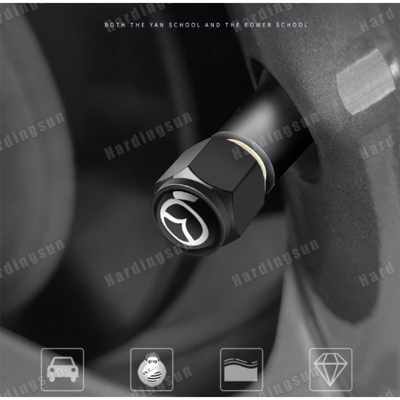 Bộ 4 Nắp Van Bánh Xe Hơi Mazda 2 3 5 6 Bằng Hợp Kim Kẽm Chống Trộm Kèm Chìa Khóa