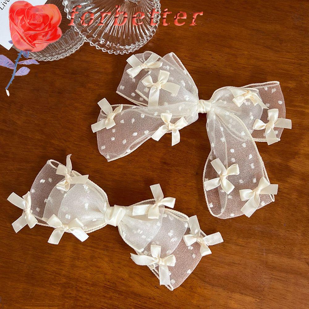 FORBETTER Kẹp Tóc Hình Nơ Vải Voan Phối Lưới Cỡ Lớn Phong Cách Hàn Quốc Tinh Tế Thời Trang Cho Nữ