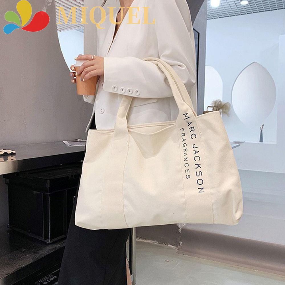 Túi Xách Canvas Cỡ Lớn In Chữ Phong Cách Hàn Quốc Cho Nữ