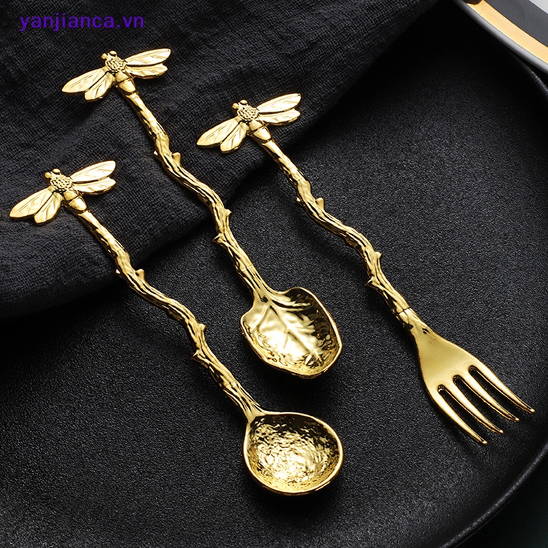 Nĩa Ăn Trái Cây Hình Chuồn Chuồn / Cành Cây / Sao Biển Bằng Hợp Kim Phong Cách Vintage