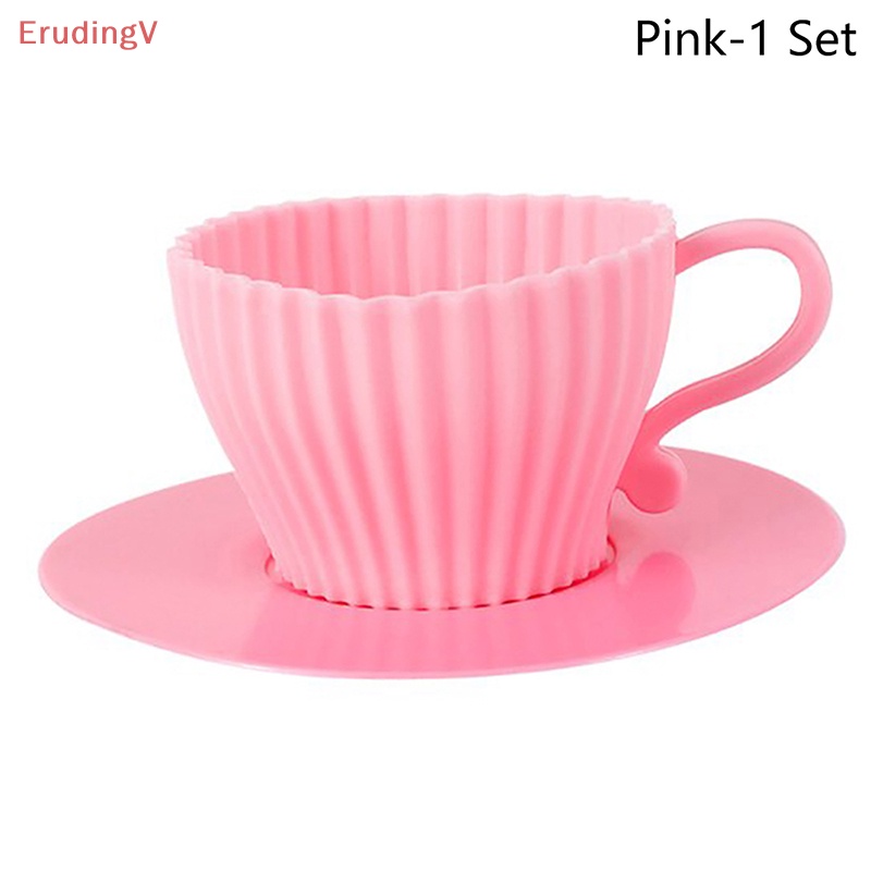 Bộ 1 / 4 Khuôn Silicone Làm Bánh Cupcake Hình Tách Trà Chịu Nhiệt