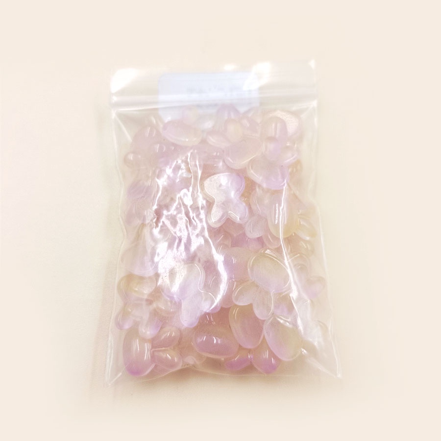 Set 50 Hạt Thủy Tinh Hình Tai Thỏ Dài 8x11mm Trang Trí Móng Tay / Tóc Cho Bé