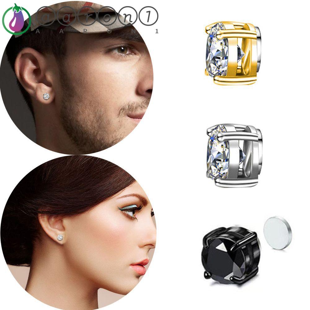 AARON1 Bông Tai Dạng Kẹp Hình Tròn Bằng Thép Titan Phong Cách Punk Thời Trang Cho Nam Và Nữ