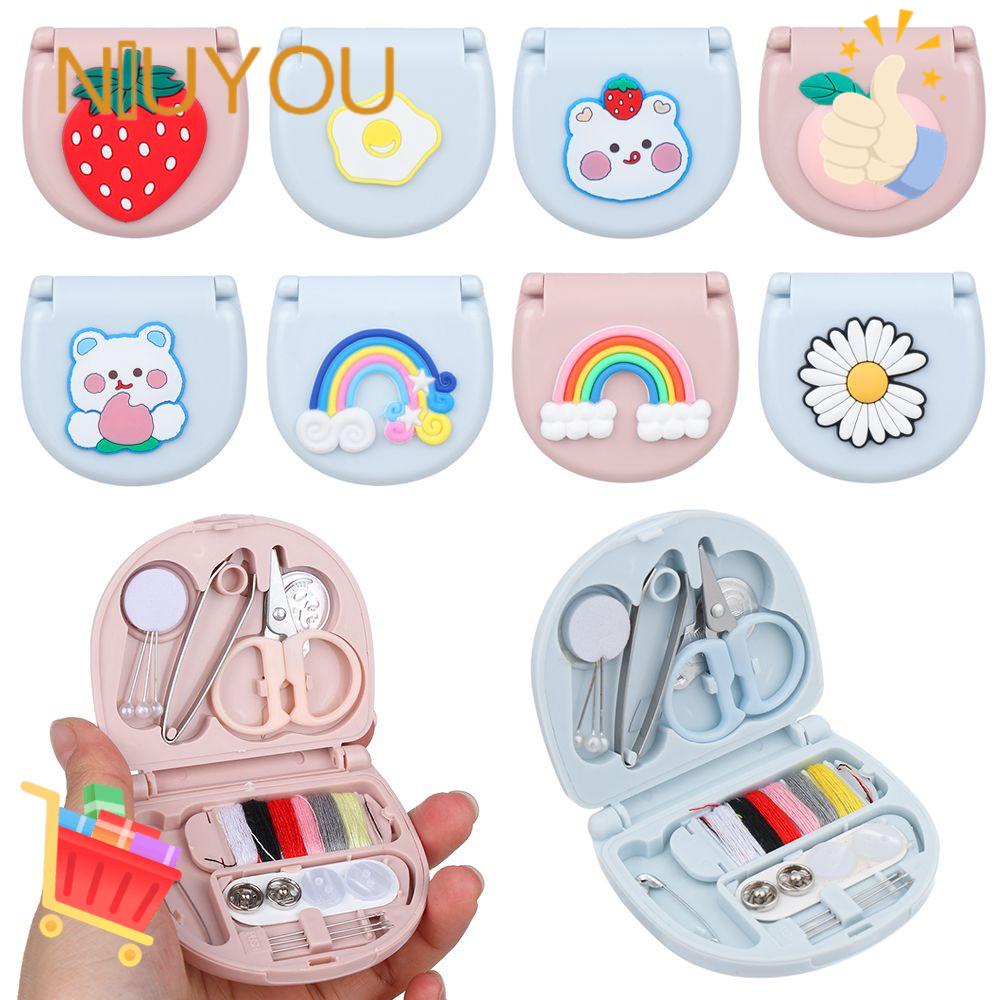 NIUYOU Bộ Dụng Cụ May Vá Mini In Hoạt Hình Chuyên Nghiệp Kèm Hộp Đựng