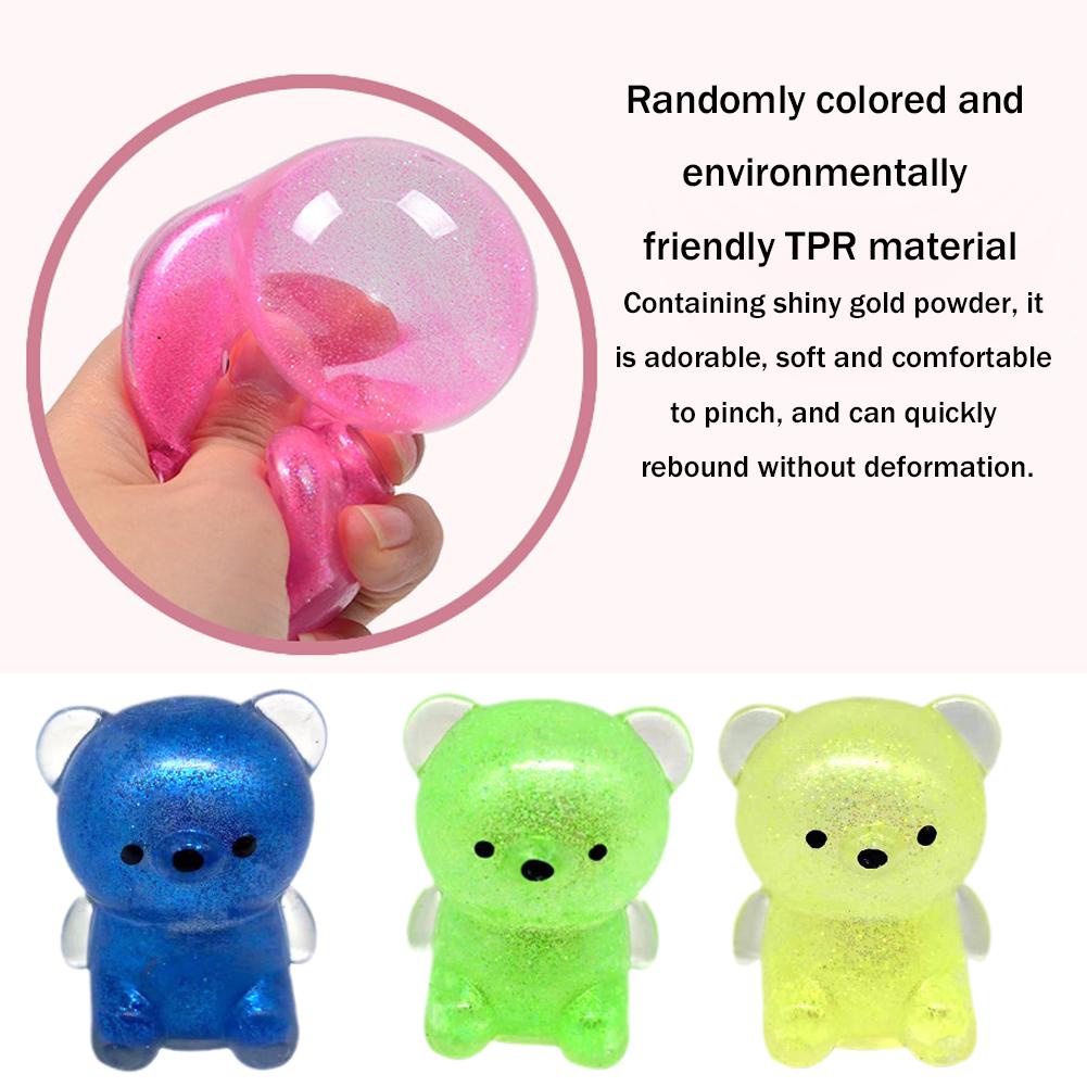 Đồ Chơi Bóp Nén Giảm Căng Thẳng Hình Chú Gấu Màu Vàng Hồng Dễ Thương M7X1