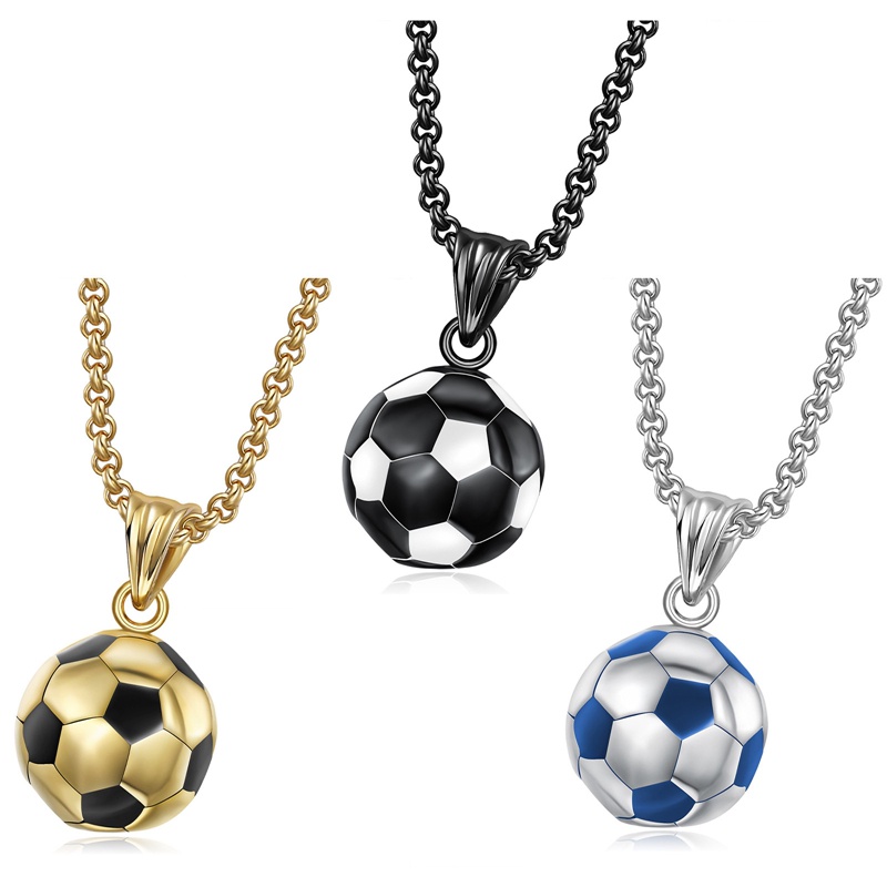 Ygt Vòng cổ Thép Titan Mặt Hình Quả Bóng Đá Thời Trang Cho Nam Và Nữ