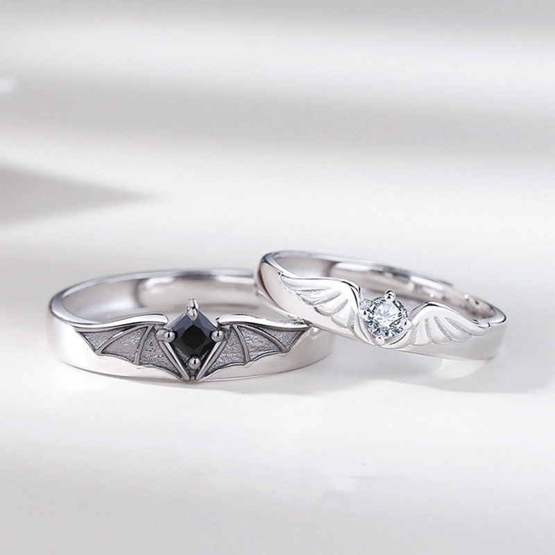 Ygt Mới Nhẫn Cặp Đôi Hình Cánh Thiên Thần Sáng Tạo Có Thể Điều Chỉnh Làm Quà Tặng Trang Sức Cho Cặ