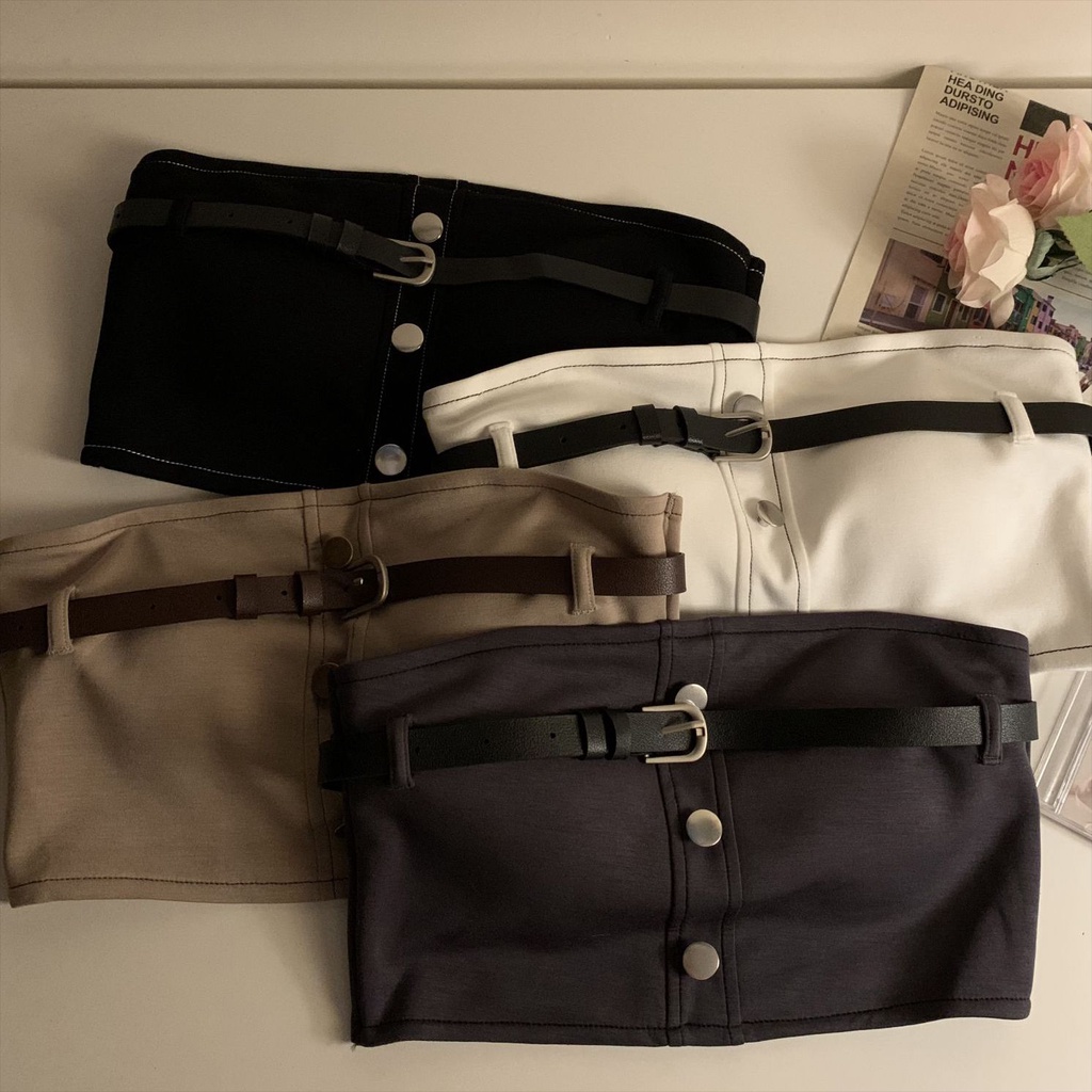 Áo Ống Hở Vai Phối Dây Buộc Màu Trơn Phong Cách Desire Cho Nữ