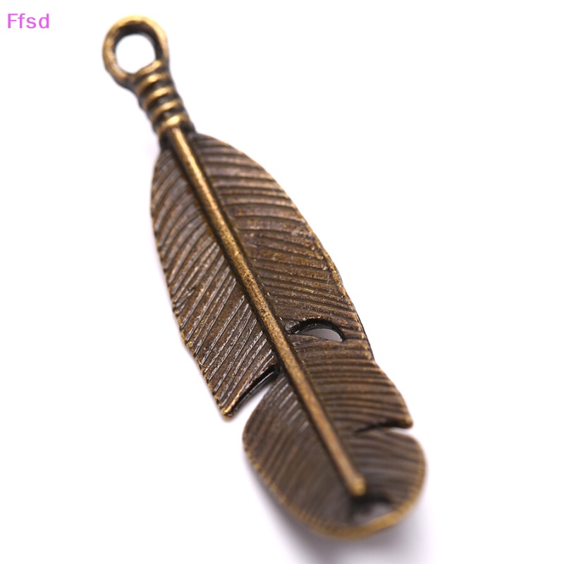 {Ffsd} Set 10 Mặt Dây Chuyền Kim Loại Hình Lông Vũ Lá Nhỏ Cổ Điển Làm Trang Sức Thủ Công * Bán Chạy