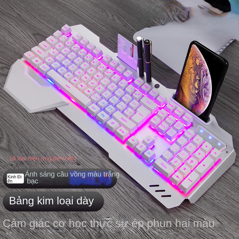 Bàn phím cơ  Bàn phím chơi game có đèn nền RGB có dây 104 phím với khe cắm điện thoại
