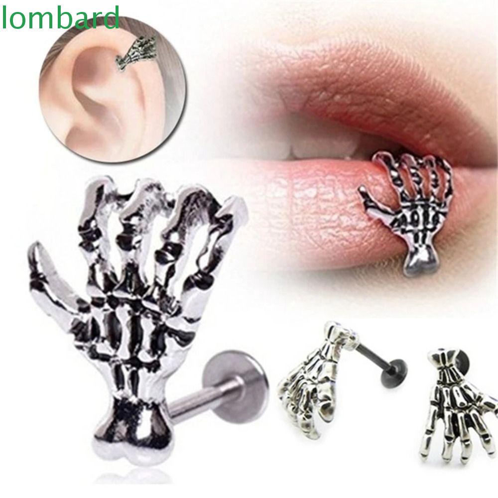 LOMBARD Khuyên Xỏ Mũi / Môi Bằng Thép Không Gỉ Hình Bộ Xương Mới Cho Nữ