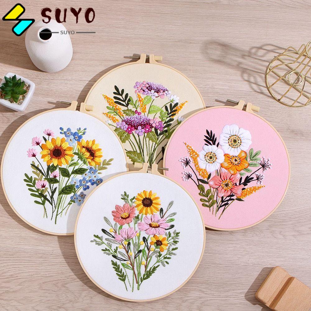 SUYO Bộ Dụng Cụ Thêu Tranh Chữ Thập Thủ Công Hình Hoa Trang Trí Nhà Cửa Mới