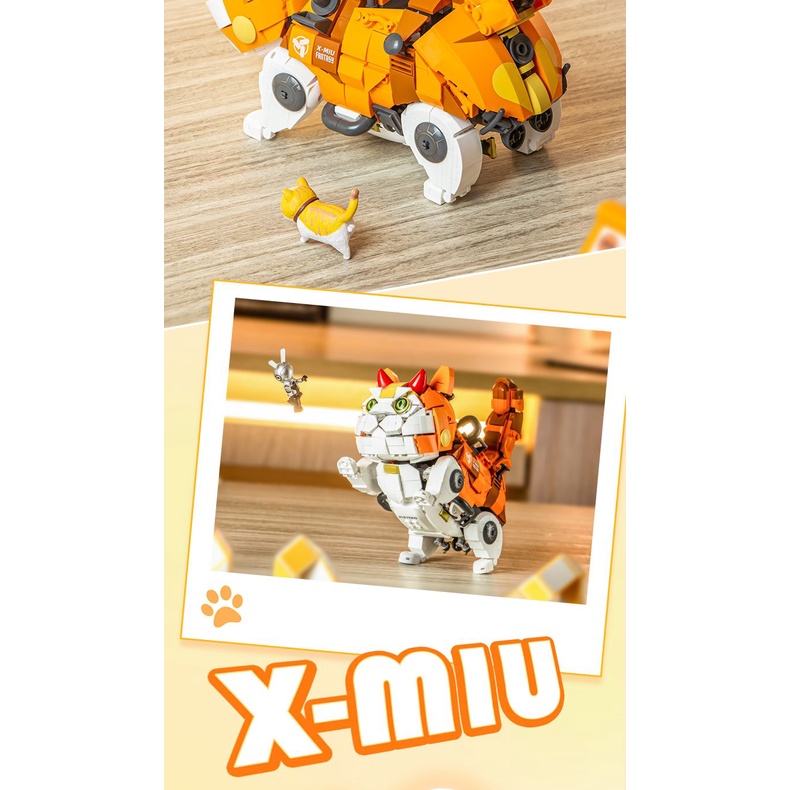 Mô Hình Đồ Chơi Lắp Ráp Chú Mèo Cơ Khí X-MIU Dùng Làm Quà Tặng Sinh Nhật Cho Bé Trai