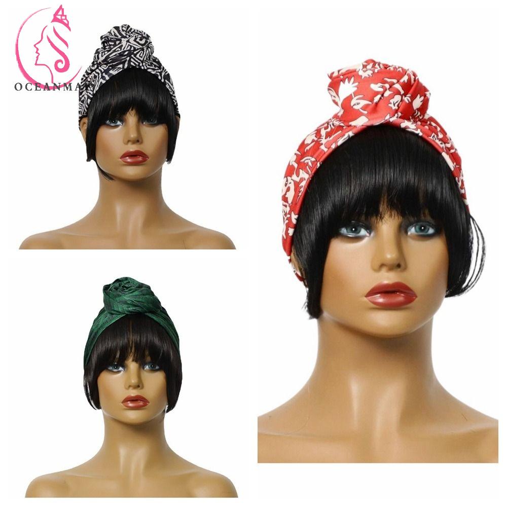 OCEANMAP Tóc Mái Giả Thẳng Bằng Sợi Chịu Nhiệt Phong Cách Châu Phi