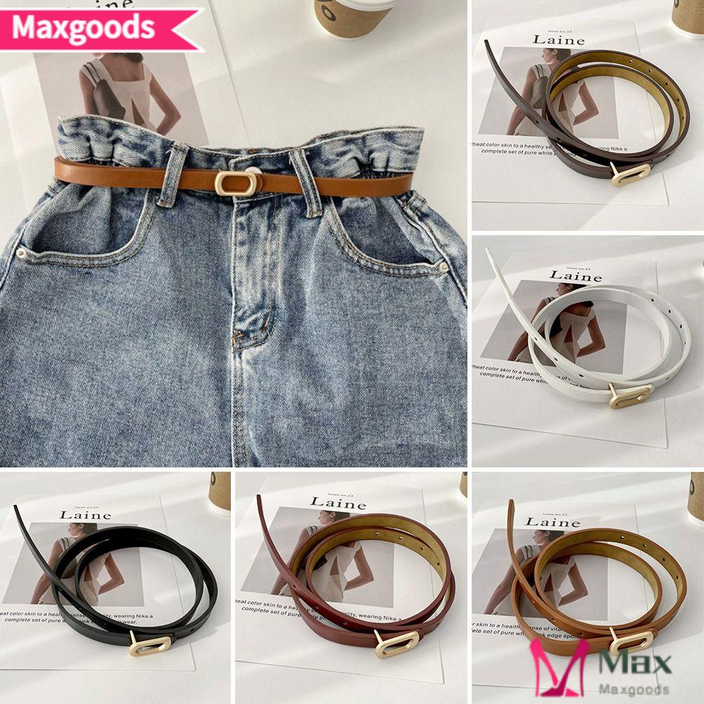 MAXG Thắt Lưng Da PU Khóa Chốt Cài Phối Quần Jean Thời Trang