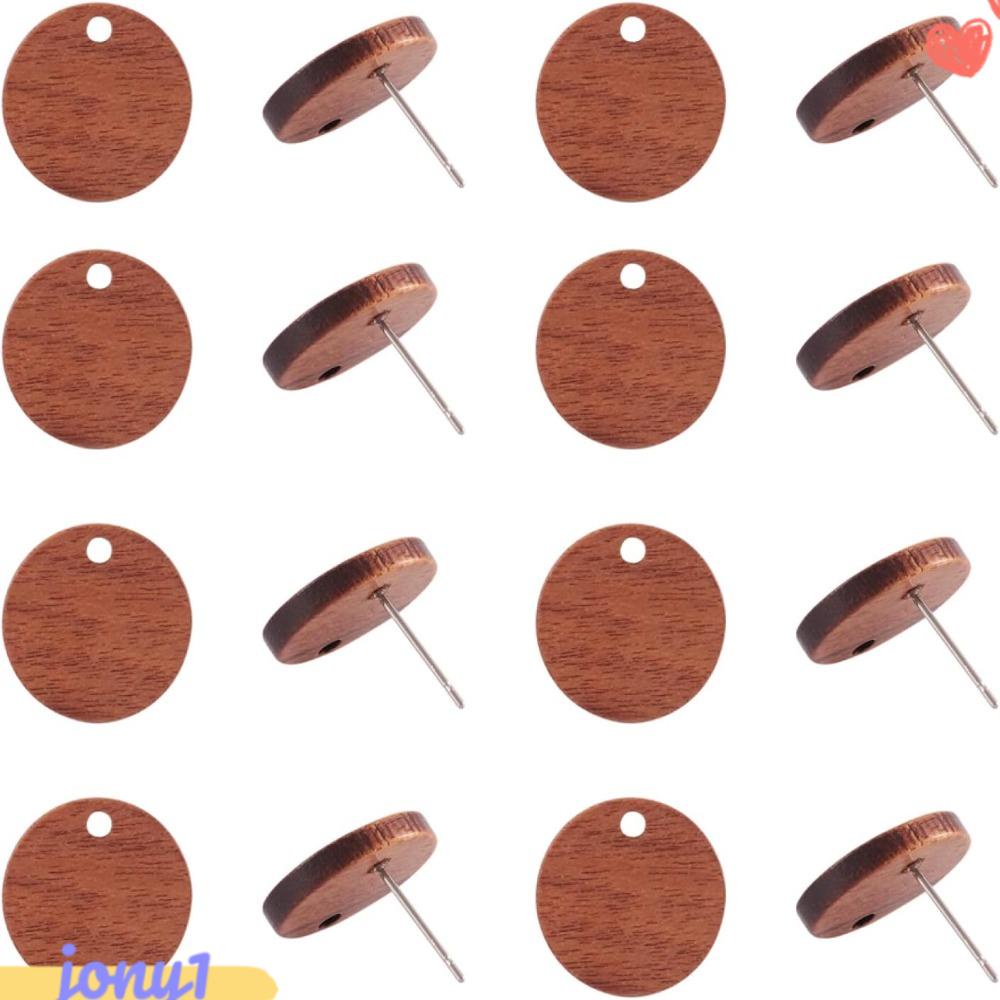 JONYE Phụ Kiện Trang Trí Bông Tai Bằng Thép Không Gỉ Mặt Gỗ Tròn 15mm Dành Cho Nữ