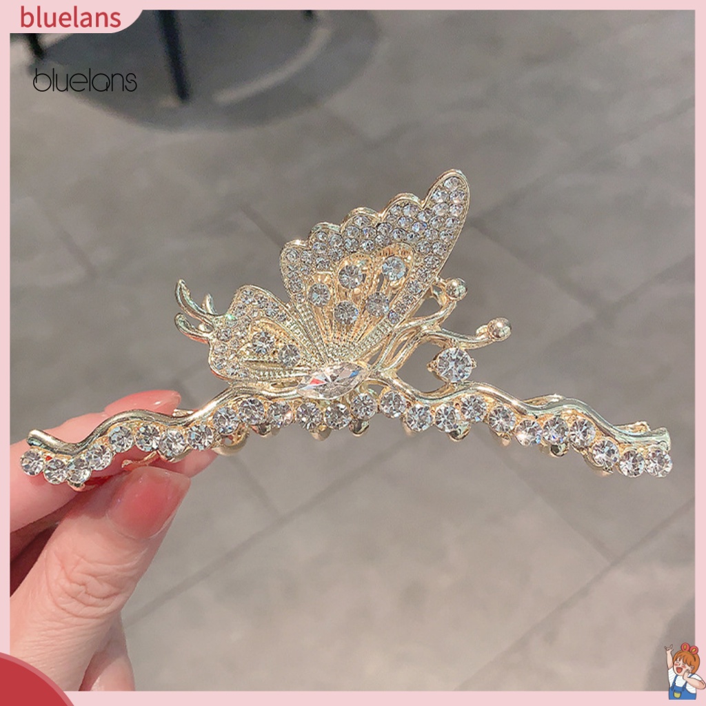 Set 2 Kẹp Tóc Càng Cua Lớn Đính Đá Lấp Lánh Chống Trượt