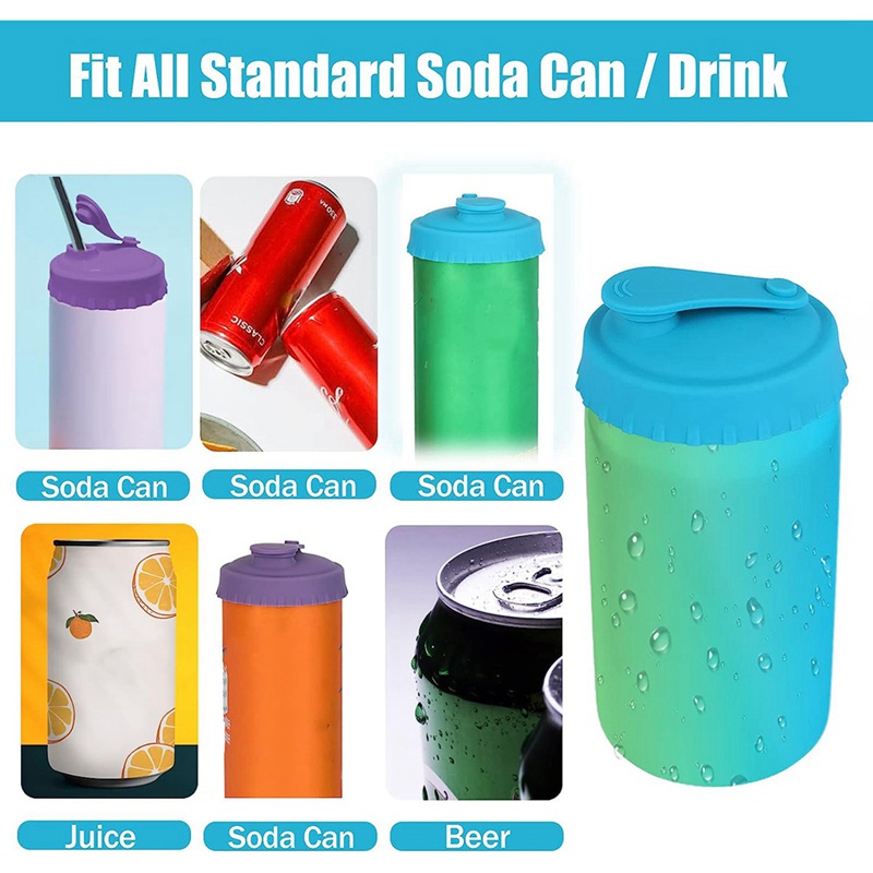 Set 12 Nắp Đậy Lon Nước Ngọt / Soda Bằng Silicone Tái Sử Dụng Được