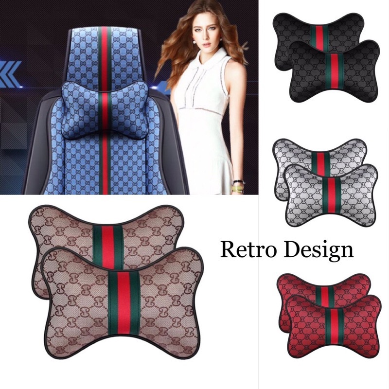 Bộ 2 Gối Tựa Đầu Và Cổ In Họa Tiết Hoạt Hình Trang Trí Xe Hơi