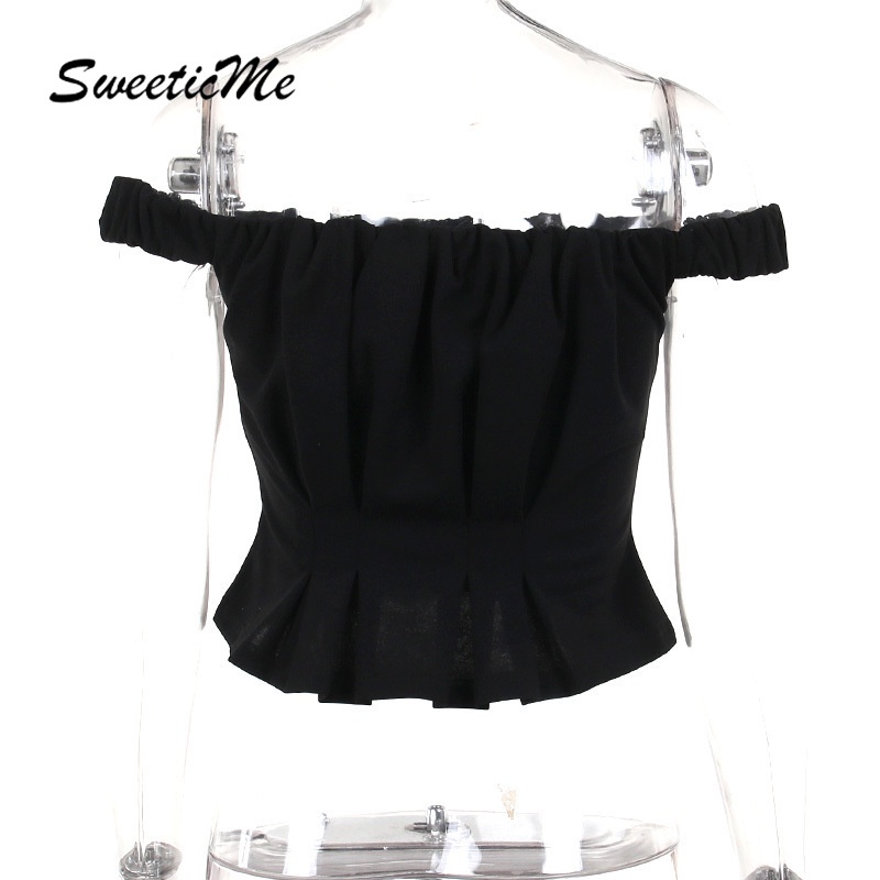 Áo Thun Màu Trơn Dáng Ôm Hở Vai Thời Trang Mới 2023 Dành Cho Bạn Nữ