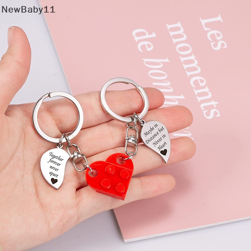 1 Cặp Móc Khóa Tình Bạn Mặt Trái Tim Ghép Khắc Chữ Together Forever