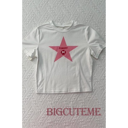 Áo Thun Croptop Tay Ngắn Cổ Tròn In Hình Ngôi Sao Thời Trang Mùa Hè Xinh Xắn Cho Nữ