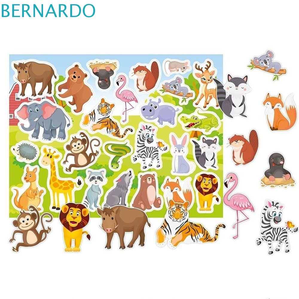 BERNARDO Sách Dán Hình Động Vật Hoạt Hình Sáng Tạo Có Thể Tái Sử Dụng Nhiều Lần Cho Bé 2-6 Tuổi
