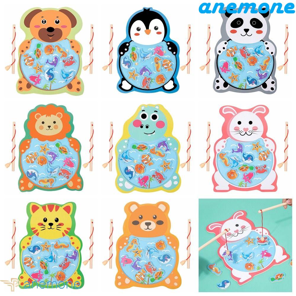 ANEMONE Bộ Đồ Chơi Câu Cá / Gấu Trúc Bằng Gỗ Vui Nhộn Cho Bé