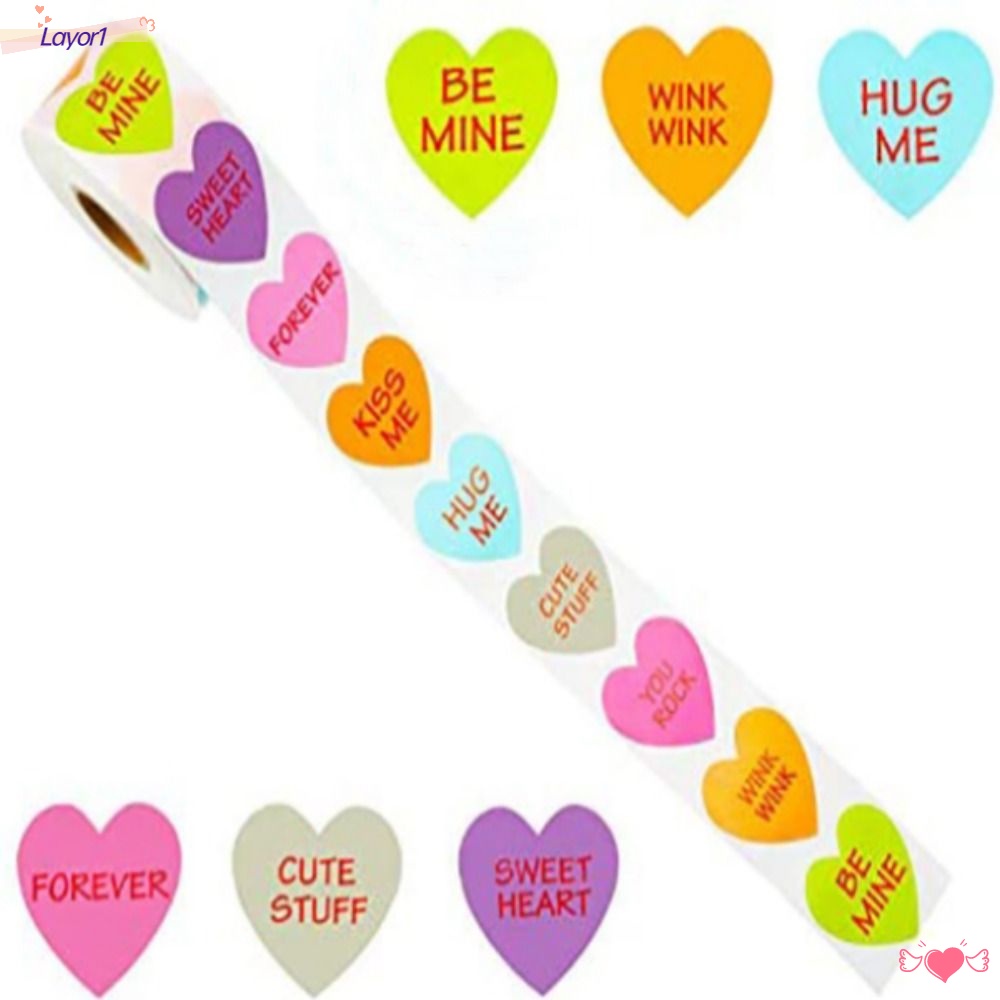 LAYOR1 Cuộn 500 Miếng Dán Hình Trái Tim Trang Trí Hộp Quà