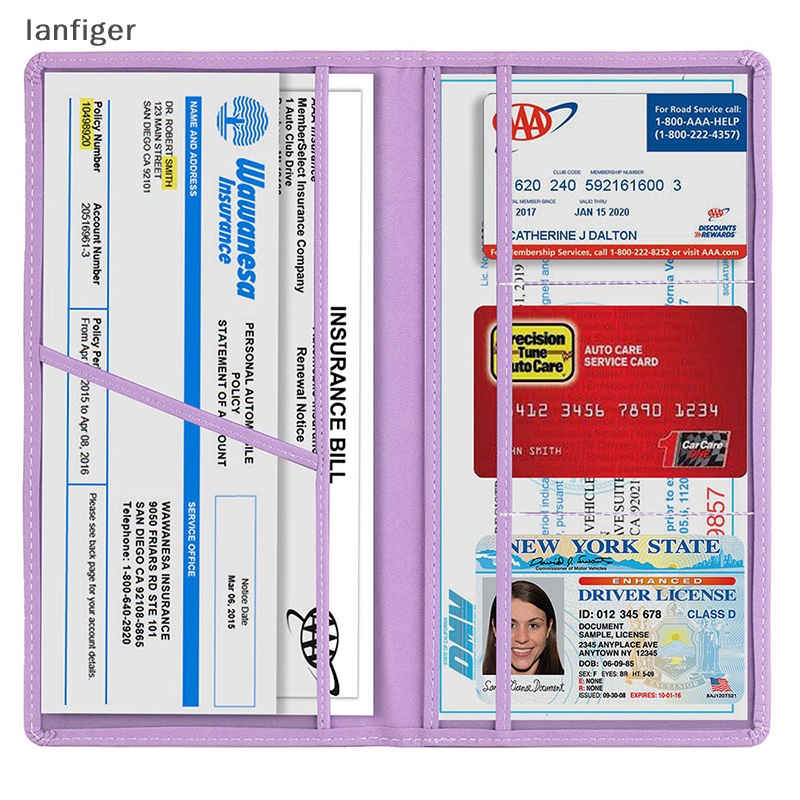 Lanf Ví Đựng Thẻ Bảo Vệ Bằng Lái Xe Hơi Đăng Ký Tự Động EN