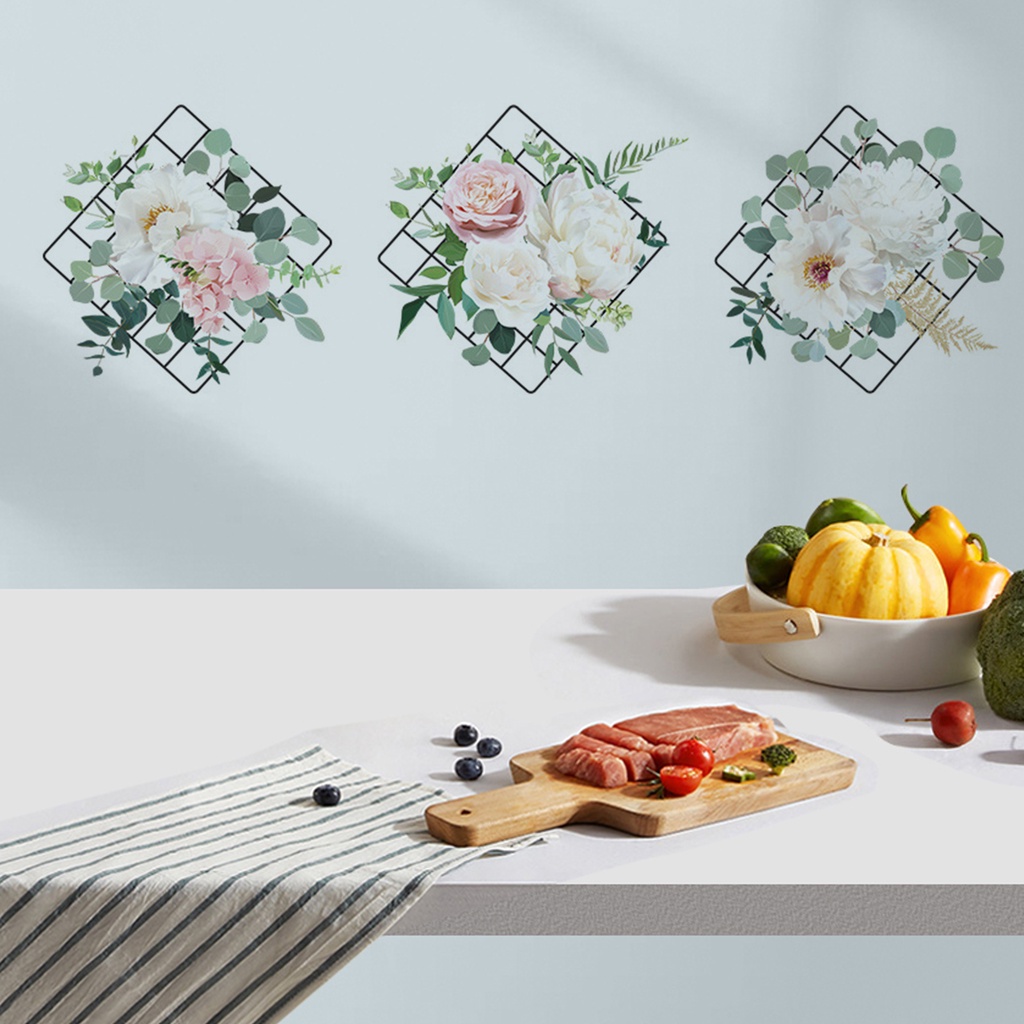 Miếng Dán Trang Trí Tường Bằng PVC Chống Thấm Nước Họa Tiết Hoa Xinh Xắn