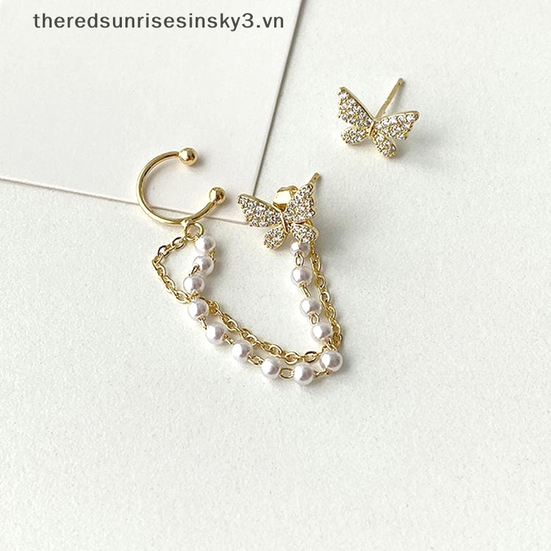 Bông Tai Đinh Tán Hình Bướm Đính Đá Thanh Lịch Thời Trang Hàn Quốc Cho Nữ