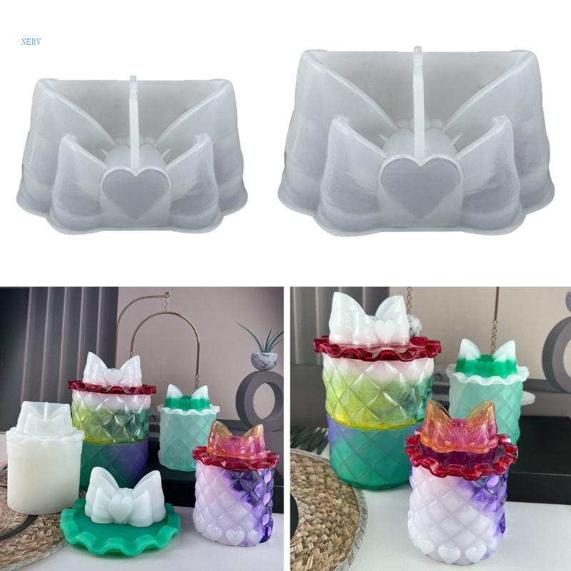 Khuôn Silicone Làm Hộp Đựng Trang Sức Hình Nơ Đôi DIY