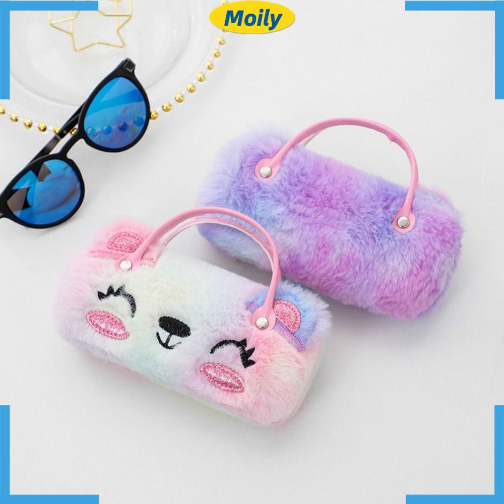 MOILYVN Hộp Đựng Mắt Kính Phủ Lông Chống Áp Lực Họa Tiết Hoạt Hình Nhiều Màu Dễ Thương