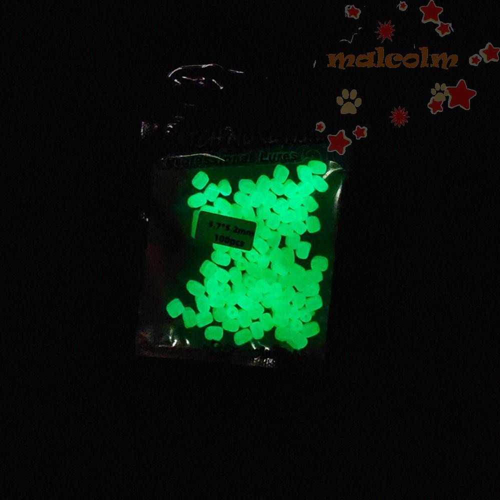 MALCOLM Bộ 100 Hạt Phát Sáng Chống Va Đập Dùng Trong Câu Cá Ban Đêm