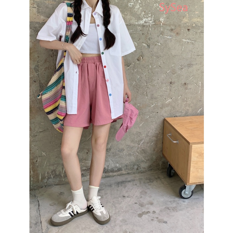 Áo Sơ Mi Tay Ngắn Dáng Rộng Cài Nút Nhiều Màu Thời Trang Mùa Hè Cho Nữ