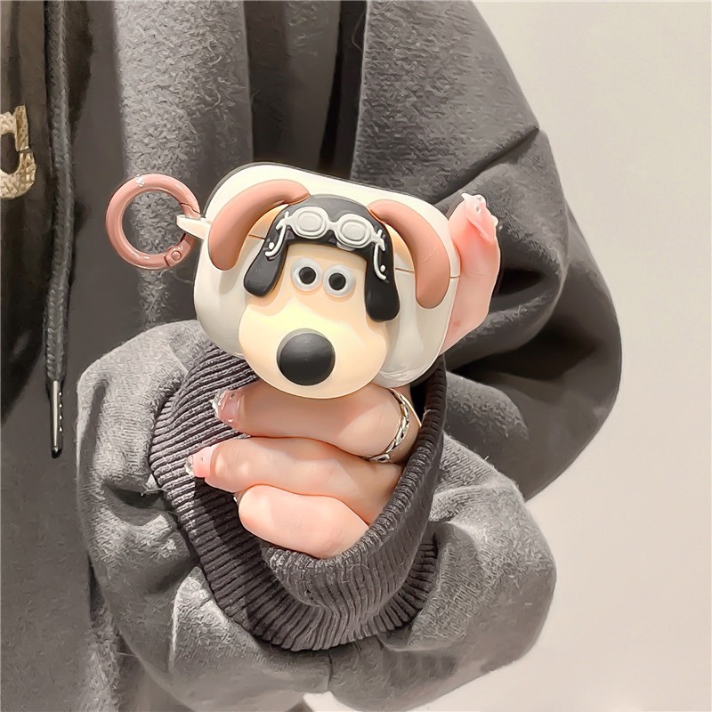 Vỏ Bảo Vệ Hộp Sạc Tai Nghe Airpods 1 2 3 PRO PRO PRO2 Bluetooth Bằng TPU Màu Trơn Hình Chú Chó Tai Dài 3D Dễ Thương