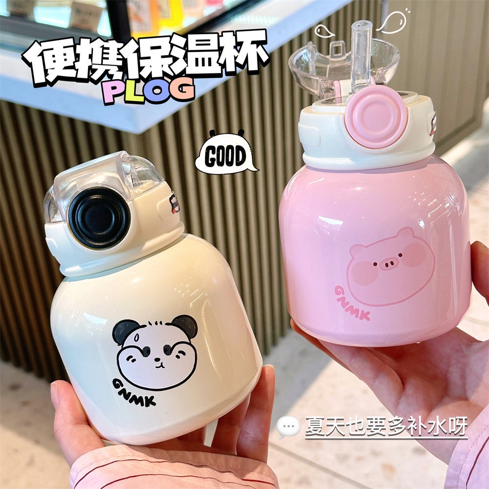 Bình Nước Giữ Nhiệt Bằng Thép Không Gỉ 316 Họa Tiết Hoạt Hình Dễ Thương Cho Bé