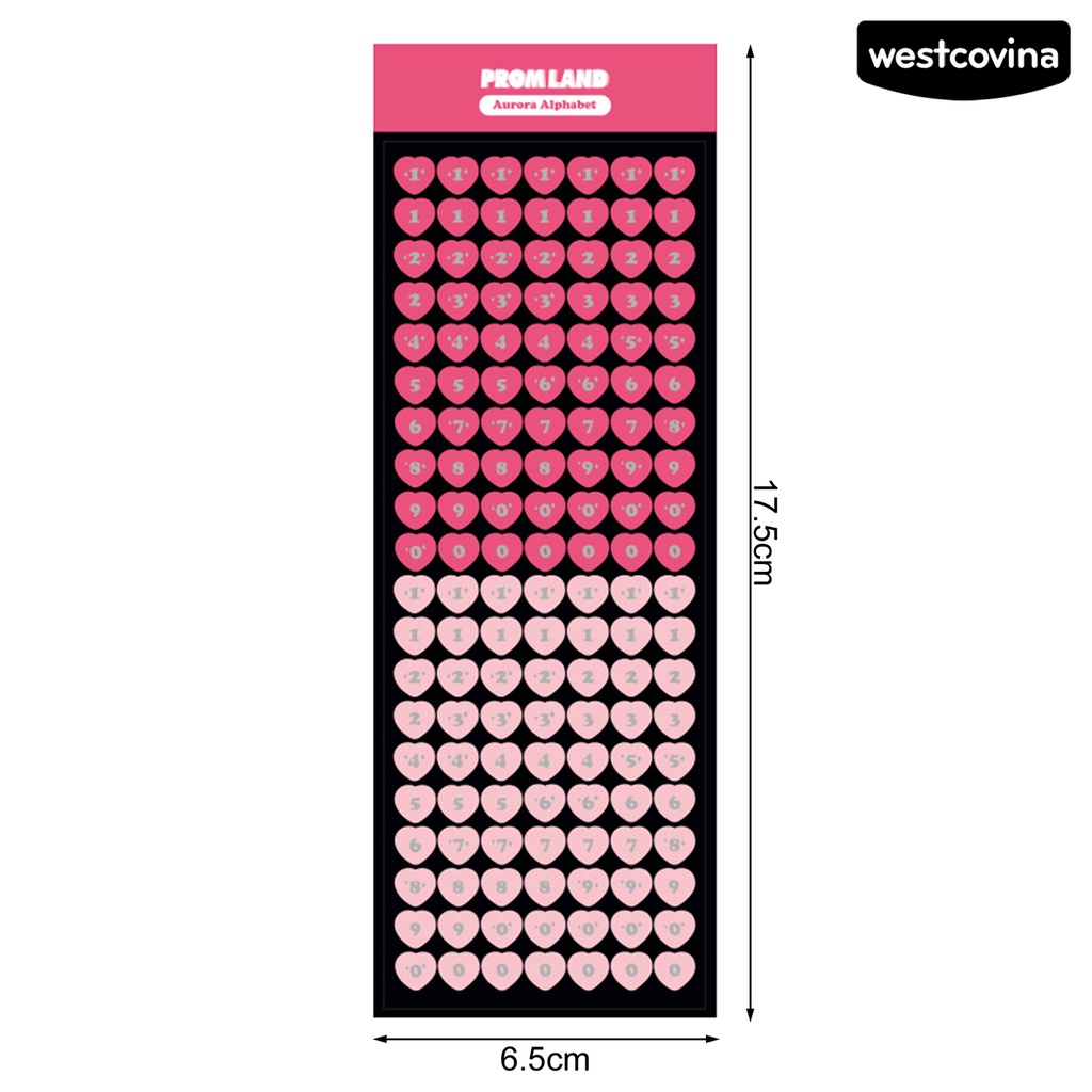 [WSTN] [WSTN]✎Bộ 2 Tấm Sticker Dán Trang Trí Sổ Tay Hình Trái Tim / Số Bằng PVC Chống Thấm Nước