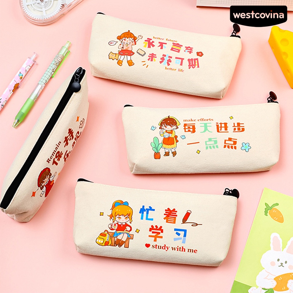 [WSTN]✎Túi Đựng Bút Có Khóa Kéo Họa Tiết Hoạt Hình Dễ Thương