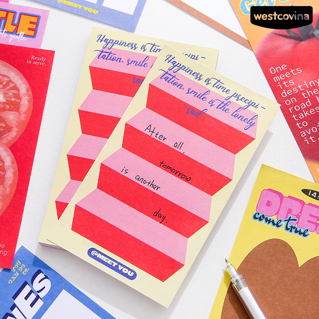 [WSTN]✎Set 90 Tấm Giấy Ghi Chú Họa Tiết Lá Dày Dặn Phong Cách Hàn Quốc